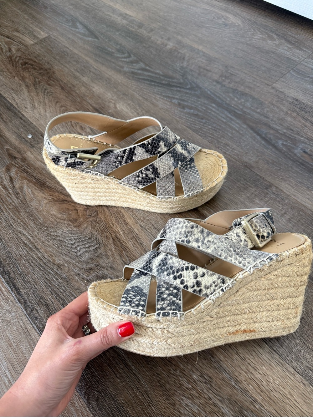 Marc Fisher - Snakeskin Espadrille Wedge Sandals - Size 7.5 - Picture 3 of 5